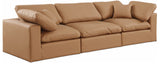 Comfy Cognac Vegan Leather Modular Sofa 188Cognac-S119 Meridian Furniture