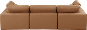 Comfy Cognac Vegan Leather Modular Sofa 188Cognac-S119 Meridian Furniture