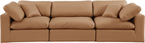 Comfy Cognac Vegan Leather Modular Sofa 188Cognac-S119 Meridian Furniture