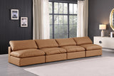 Comfy Cognac Vegan Leather Modular Sofa 188Cognac-S156 Meridian Furniture