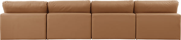 Comfy Cognac Vegan Leather Modular Sofa 188Cognac-S156 Meridian Furniture