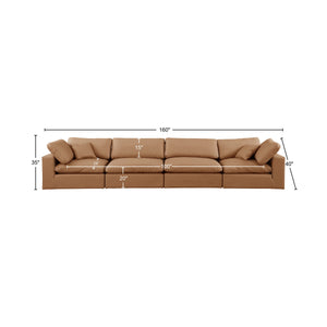 Comfy Cognac Vegan Leather Modular Sofa 188Cognac-S158 Meridian Furniture