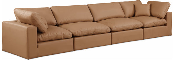 Comfy Cognac Vegan Leather Modular Sofa 188Cognac-S158 Meridian Furniture