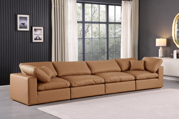 Comfy Cognac Vegan Leather Modular Sofa 188Cognac-S158 Meridian Furniture