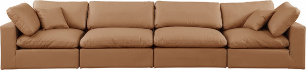 Comfy Cognac Vegan Leather Modular Sofa 188Cognac-S158 Meridian Furniture