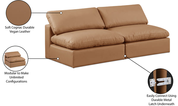 Comfy Cognac Vegan Leather Modular Sofa 188Cognac-S78 Meridian Furniture