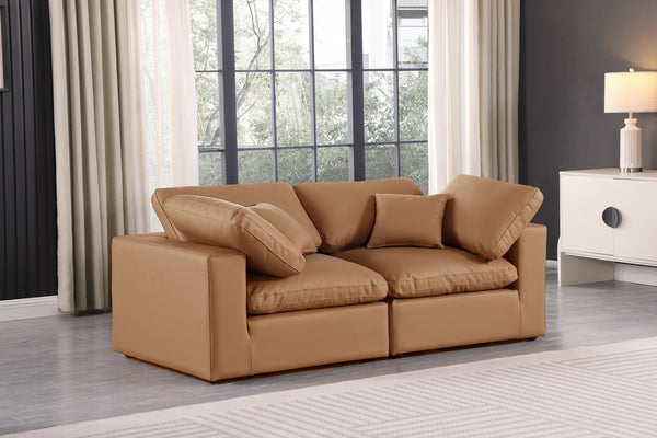 Comfy Cognac Vegan Leather Modular Sofa 188Cognac-S80 Meridian Furniture