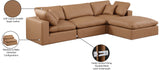 Comfy Cognac Vegan Leather Modular Sectional 188Cognac-Sec4A Meridian Furniture