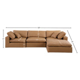 Comfy Cognac Vegan Leather Modular Sectional 188Cognac-Sec4A Meridian Furniture