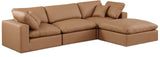 Comfy Cognac Vegan Leather Modular Sectional 188Cognac-Sec4A Meridian Furniture