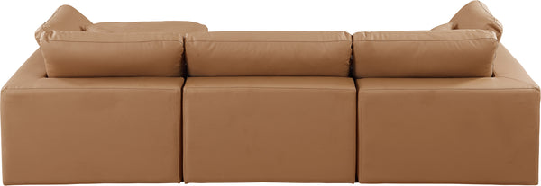 Comfy Cognac Vegan Leather Modular Sectional 188Cognac-Sec4A Meridian Furniture