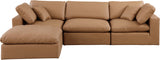 Comfy Cognac Vegan Leather Modular Sectional 188Cognac-Sec4A Meridian Furniture