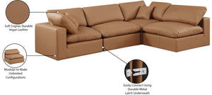 Comfy Cognac Vegan Leather Modular Sectional 188Cognac-Sec4B Meridian Furniture