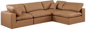 Comfy Cognac Vegan Leather Modular Sectional 188Cognac-Sec4B Meridian Furniture