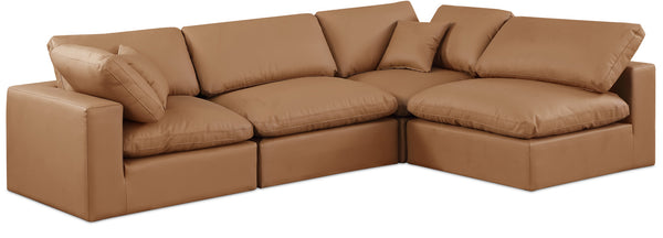Comfy Cognac Vegan Leather Modular Sectional 188Cognac-Sec4B Meridian Furniture