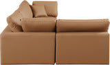 Comfy Cognac Vegan Leather Modular Sectional 188Cognac-Sec4B Meridian Furniture