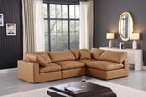 Comfy Cognac Vegan Leather Modular Sectional 188Cognac-Sec4B Meridian Furniture