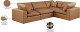 Comfy Cognac Vegan Leather Modular Sectional 188Cognac-Sec4C Meridian Furniture