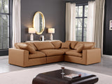 Comfy Cognac Vegan Leather Modular Sectional 188Cognac-Sec4C Meridian Furniture