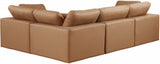 Comfy Cognac Vegan Leather Modular Sectional 188Cognac-Sec4C Meridian Furniture