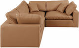 Comfy Cognac Vegan Leather Modular Sectional 188Cognac-Sec4C Meridian Furniture