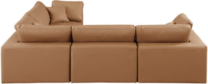 Comfy Cognac Vegan Leather Modular Sectional 188Cognac-Sec4C Meridian Furniture