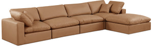 Comfy Cognac Vegan Leather Modular Sectional 188Cognac-Sec5A Meridian Furniture