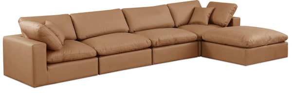 Comfy Cognac Vegan Leather Modular Sectional 188Cognac-Sec5A Meridian Furniture