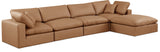 Comfy Cognac Vegan Leather Modular Sectional 188Cognac-Sec5A Meridian Furniture