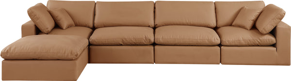 Comfy Cognac Vegan Leather Modular Sectional 188Cognac-Sec5A Meridian Furniture