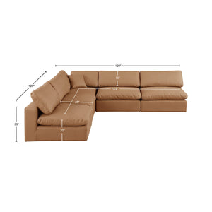 Comfy Cognac Vegan Leather Modular Sectional 188Cognac-Sec5B Meridian Furniture