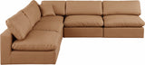 Comfy Cognac Vegan Leather Modular Sectional 188Cognac-Sec5B Meridian Furniture