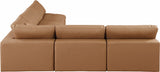 Comfy Cognac Vegan Leather Modular Sectional 188Cognac-Sec5B Meridian Furniture