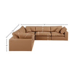 Comfy Cognac Vegan Leather Modular Sectional 188Cognac-Sec5C Meridian Furniture