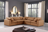 Comfy Cognac Vegan Leather Modular Sectional 188Cognac-Sec5C Meridian Furniture