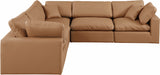 Comfy Cognac Vegan Leather Modular Sectional 188Cognac-Sec5C Meridian Furniture