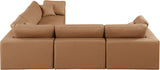 Comfy Cognac Vegan Leather Modular Sectional 188Cognac-Sec5C Meridian Furniture