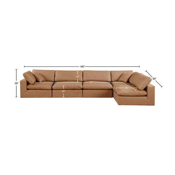 Comfy Cognac Vegan Leather Modular Sectional 188Cognac-Sec5D Meridian Furniture