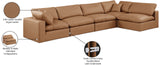 Comfy Cognac Vegan Leather Modular Sectional 188Cognac-Sec5D Meridian Furniture