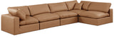 Comfy Cognac Vegan Leather Modular Sectional 188Cognac-Sec5D Meridian Furniture