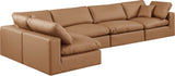 Comfy Cognac Vegan Leather Modular Sectional 188Cognac-Sec5D Meridian Furniture