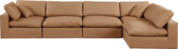Comfy Cognac Vegan Leather Modular Sectional 188Cognac-Sec5D Meridian Furniture