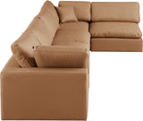 Comfy Cognac Vegan Leather Modular Sectional 188Cognac-Sec5D Meridian Furniture