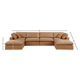 Comfy Cognac Vegan Leather Modular Sectional 188Cognac-Sec6B Meridian Furniture