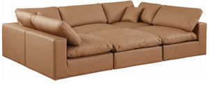 Comfy Cognac Vegan Leather Modular Sectional 188Cognac-Sec6C Meridian Furniture