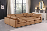 Comfy Cognac Vegan Leather Modular Sectional 188Cognac-Sec6C Meridian Furniture