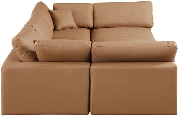 Comfy Cognac Vegan Leather Modular Sectional 188Cognac-Sec6C Meridian Furniture