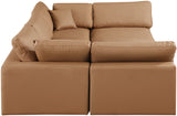 Comfy Cognac Vegan Leather Modular Sectional 188Cognac-Sec6C Meridian Furniture