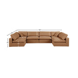 Comfy Cognac Vegan Leather Modular Sectional 188Cognac-Sec6D Meridian Furniture