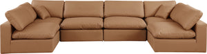 Comfy Cognac Vegan Leather Modular Sectional 188Cognac-Sec6D Meridian Furniture